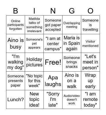 HTI Hervanta Bingo Card