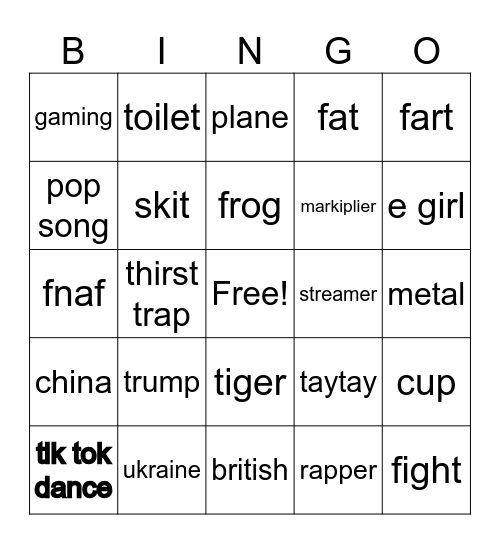 insta rando Bingo Card