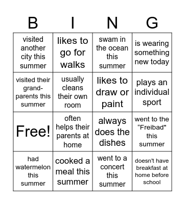 Find someone who Bingo Card