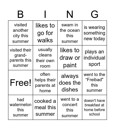 Find someone who Bingo Card