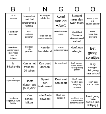 Kennismakingsbingo Card