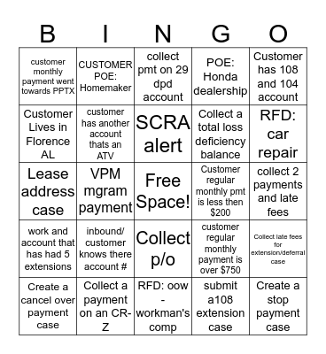 Level 4 Bingo Card