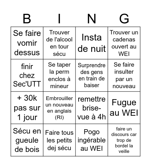 Bingo inté Bingo Card