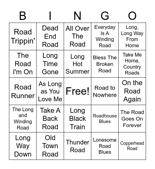 Long Road Bingo Card