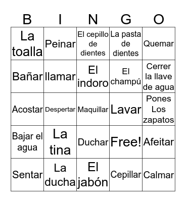 Spanish Bingo Card