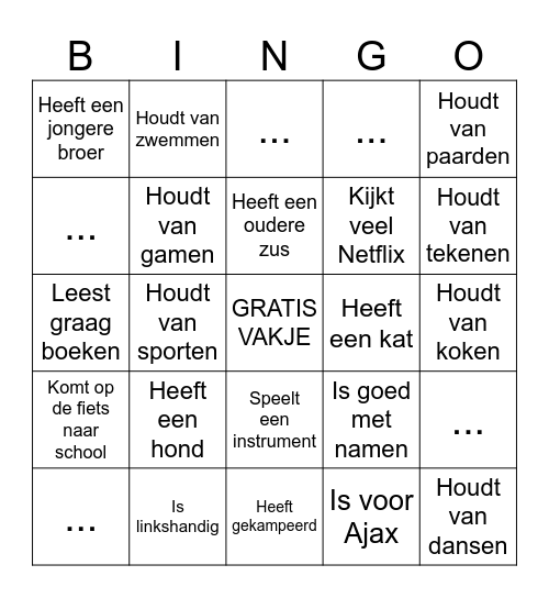 Kennismaken Bingo Card