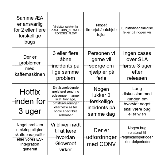 Release bingo - R10.01.00 Bingo Card