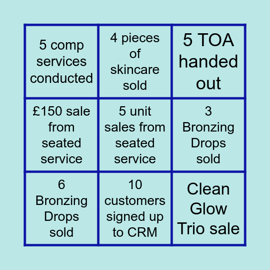 Westman Head to Head Bingo Card