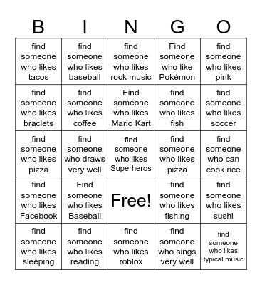 Find Someone Bingo Card