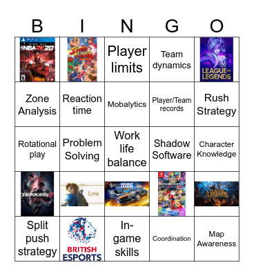 TEAM ESPORTS Bingo Card