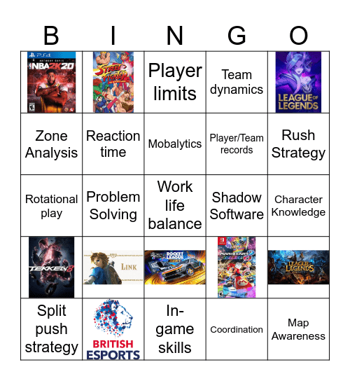 TEAM ESPORTS Bingo Card