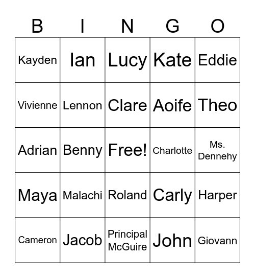 Class Bingo Board Bingo Card