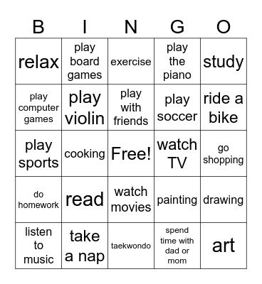 WHAT DO YOU LIKE TO DO? Bingo Card