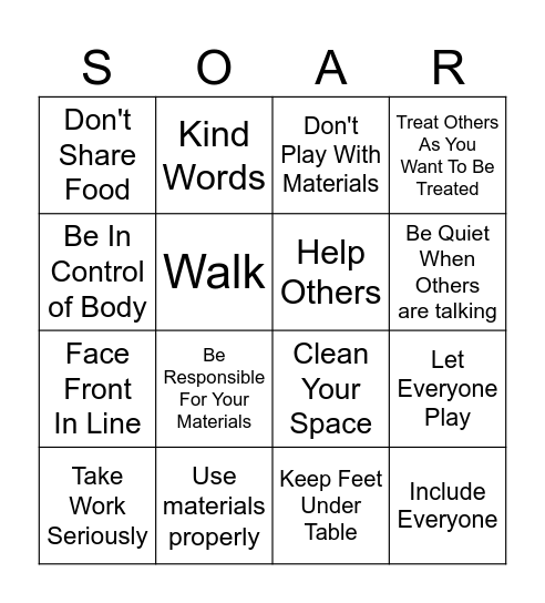 SOAR Bingo Card