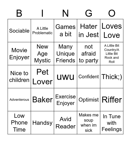 mase bingo Card