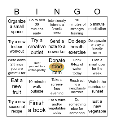 Fall Wellness Bingo Card
