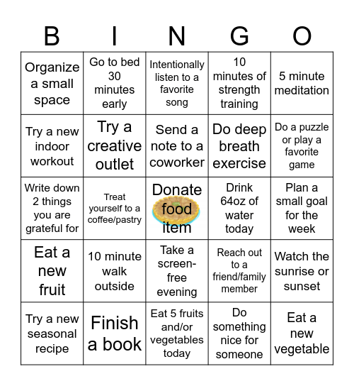 Fall Wellness Bingo Card