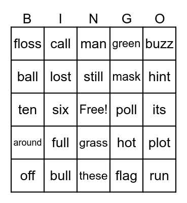 2nd week Ava Spelling wordsUntitled Bingo Card