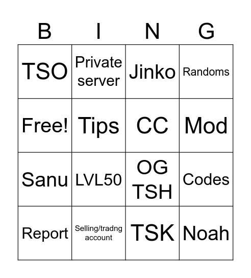 VBL Bingo Card