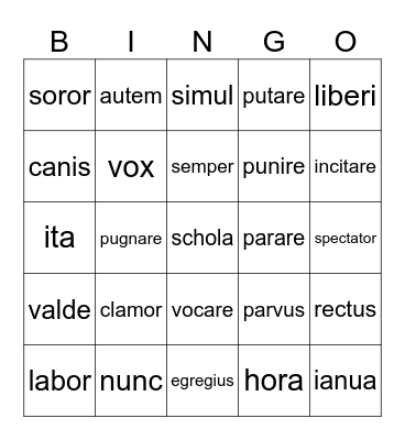 Pontes - Vokabelbingo Card