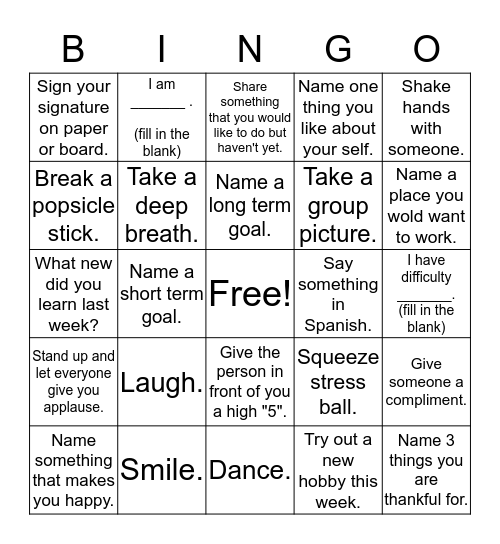 Bingo "Live" Bingo Card