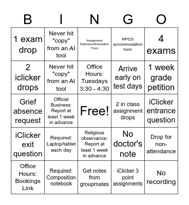 ISP 203B Bingo Card