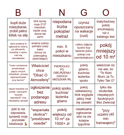 Student Szuka Pokoju Bingo Card