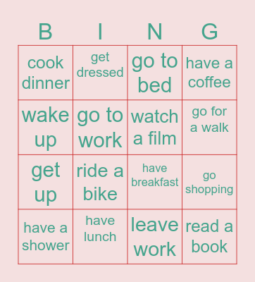 Daily Life Bingo Card