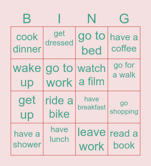 Daily Life Bingo Card
