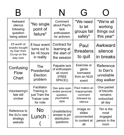 Planning Day Bingo Card