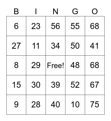 Oklahoma Cities Bingo Card