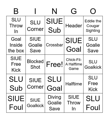 SIUE WOMEN"S SOCCER BINGO Card