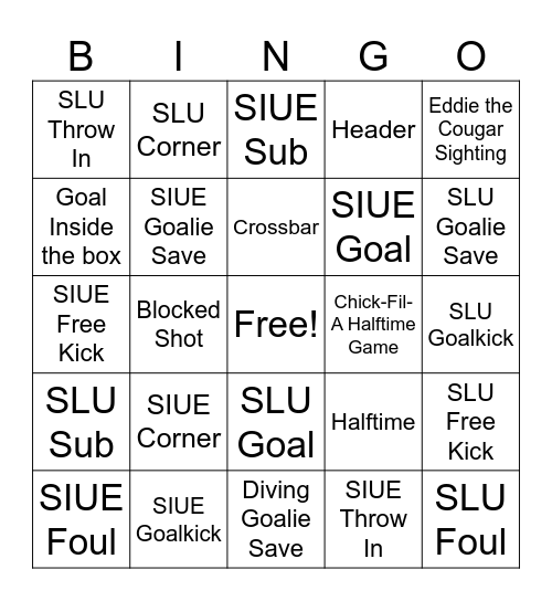 SIUE WOMEN"S SOCCER BINGO Card