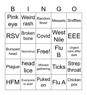 Illness bingo Card