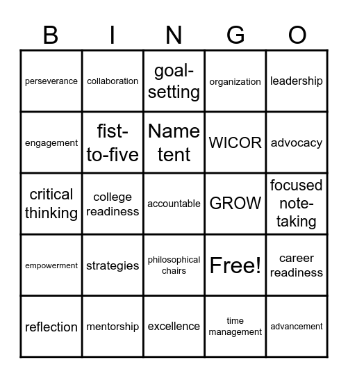 AVID BINGO Card