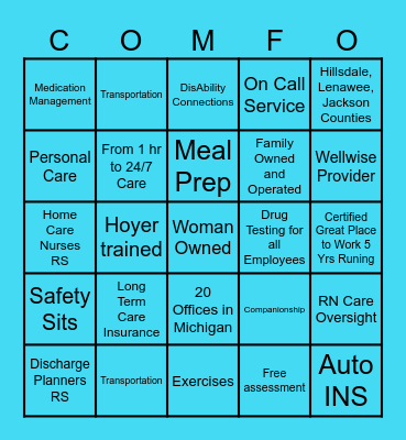 COMFORCARE HOME CARE Bingo Card