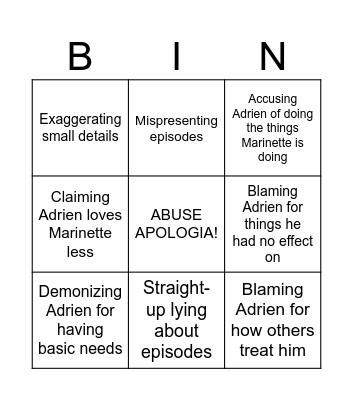 Adrien Salt Post Bingo Card