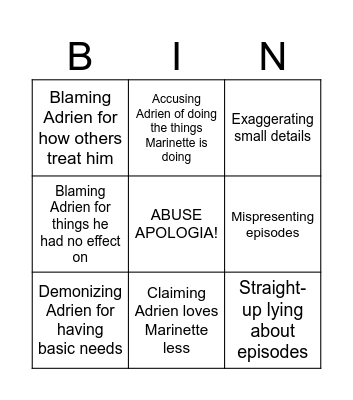 Adrien Salt Post Bingo Card