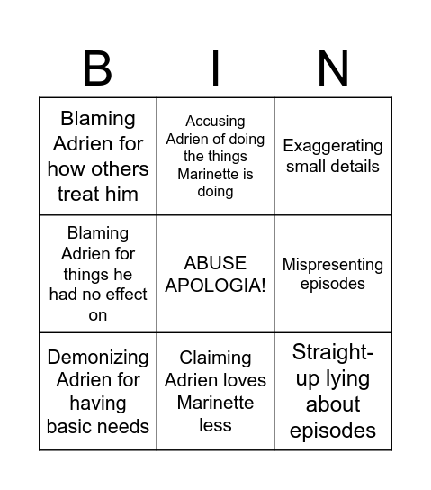 Adrien Salt Post Bingo Card