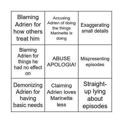 Adrien Salt Post Bingo Card