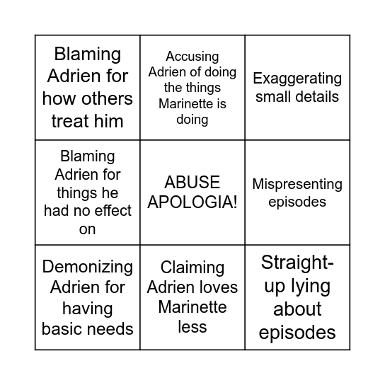 Adrien Salt Post Bingo Card