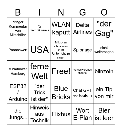 E-Plan Bingo Card