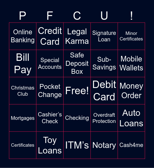 Products & Services Bingo Card
