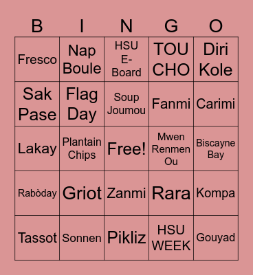 HSU BINGO Card