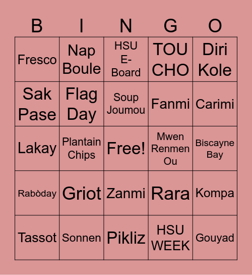 HSU BINGO Card