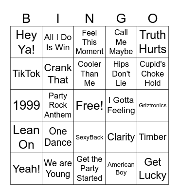 Shark Singo Party Anthems Bingo Card