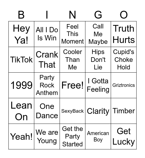 Shark Singo Party Anthems Bingo Card