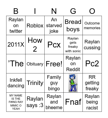 Raylan’s Bingo Card