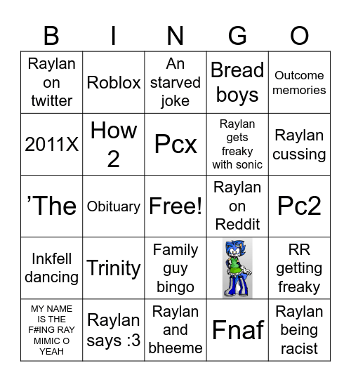 Raylan’s Bingo Card