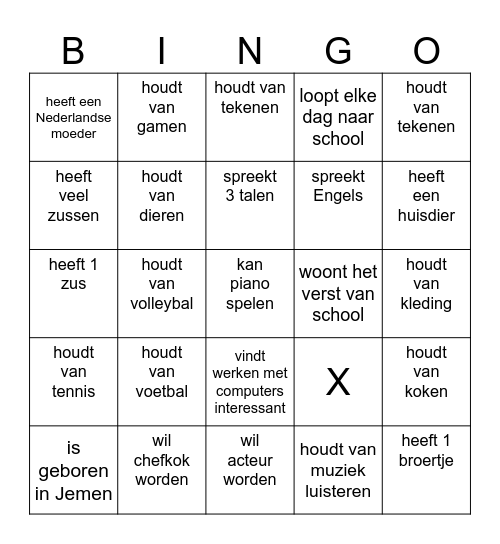 Kennismakingsbingo Card